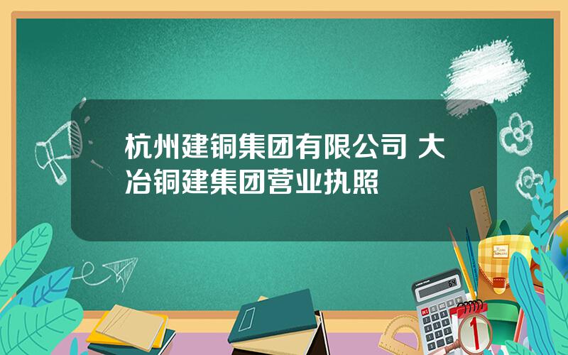 杭州建铜集团有限公司 大冶铜建集团营业执照